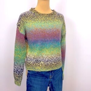 Storia Colorful Multicolored Vibrant Knit Sweater Size S